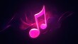 © berkah - A vibrant, luminous musical note against a dark backdrop with swirling, smoky neon effects