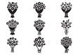 © Vector - Set of Flower bouquet icon, Flower bouquet Black silhouette vector
