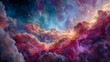 © Ruslan Gilmanshin - Stunning cosmic nebula with vibrant pink, orange, and blue clouds illuminated by starlight in deep space creating dreamy celestial atmosphere