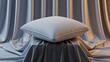 © Helen - Soft white pillow on a draped surface with elegant fabric