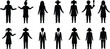 © MDMORSEDUL - Silhouette set of diverse people in different poses, clothing and hairstyles, character collection illustration, human figures isolated on white background for design and creative projects