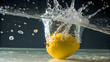 © sajida - lemon in water, Yellow lemon dropping into clear water, explosive splash captured , crisp high-speed macro shot