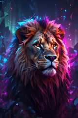  abstract blue background with lion head