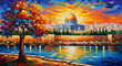© MDBURHAN - 3D Jerusalem Skyline with Dome of the Rock, Wall Decor, 3D Relief Wallpaper, 3D Mural Wallpaper, 3D Wall Mural Design.