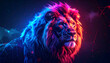 © Turan - abstract blue background with lion head