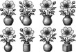 © 4Max - Elegant floral arrangements in ornate vases: detailed botanical designs