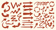 © MH HASIB - Arrow. Hand Drawn. Doodle. A red vector set of various creative arrows with a grunge texture for a presentation, a mind map, a social media post, or a fun and dynamic design element.
