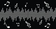 © yaqoob - Abstract white sound waveform silhouette on black background