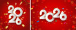 © graphicdepend - happy new year 2026 golden and white number with red abstract background and colorful confetti