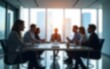 © Lisa - Blurred business people meeting in modern office building conference room, Generative AI. High quality