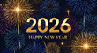 © Kiran - Happy New Year 2026, a fireworks celebration, with vibrant bursts of blue, gold and white lights for a dramatic festive atmosphere