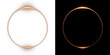 © Iryna - Radiant gold 3D light ring with intense lens flare effect. Premium abstract circle frame for awards, luxury borders, solar eclipses, and vip design elements with bright beam energy.