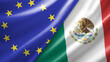 © Nina - European Union and Mexico two national flags filling the entire frame, close-up view, edge-to-edge composition