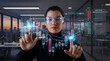 © Rendara Studio - Businesswoman with interactive Holographic Candlestick Chart Analysis
