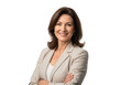 © shahida  - Professional businesswoman smiling confidently with arms crossed wearing a light colored blazer isolated on transparent background