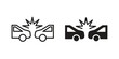 © Tareem - Rear end collision icon doodle set. editable outline stroke vector eps