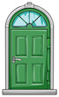 © Kateryna Hurzenkova - Green Arched Door with Transom Window and Silver Door Handle