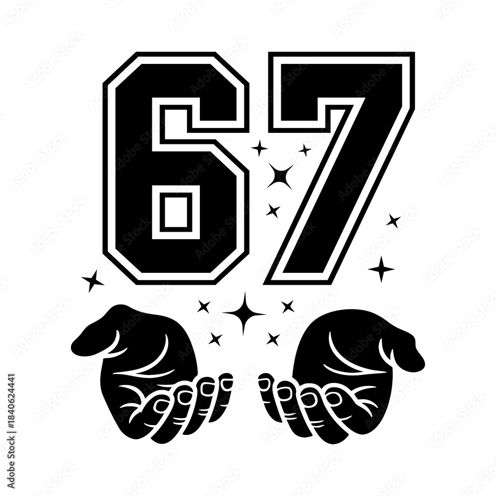 Viral Six Seven Meme Hand Gesture Illustration, Funny 6 7 Silhouette ...