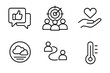 © Innovator587 - Supportive Culture Icons. Supportive Culture Framework linear set: open feedback tile, shared goals icon, empathy hand symbol, calm environment ring, cooperation pathway, climate