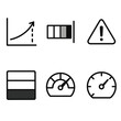 © Fortune228 - Risk Assessment Icons. Risk Gradient Exploration linear set: rising risk curve, gradient bar icon, threshold marker, hazard arrow, severity band tile, risk gauge.