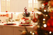 © New Africa - Christmas decor and tableware on countertop in kitchen. Interior design