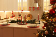 © New Africa - Christmas decor and tableware on countertop in kitchen. Interior design