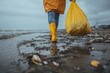© Serhii - Volunteer Cleaning the Shore: A Call to Action for a Pollution-Free Ocean on Earth Day