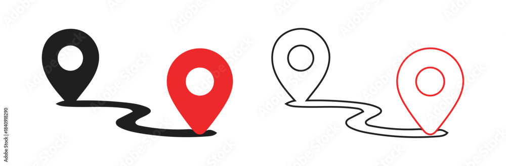 Location route map pin marker path navigation icon set vector,Pin icon ...