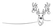 © Maestro - Simple line drawing of a deer with festive ornaments hanging from its antlers, perfect for holiday greetings and winter celebrations.