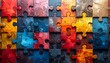© CHOISH - 추상 패턴으로 배열된 다채로운 퍼즐 조각 Colorful Puzzle Pieces Arranged in Abstract Pattern
