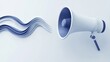 © Anda - amplifier. A megaphone with abstract sound waves in blue and white, illustrating modern communication concepts. product launch decks.