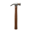 © Cutout Studio - Classic claw hammer with a worn wooden handle and metal head.