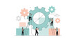 © ainun - Teamwork makes the dream work with gears, ladders, and collaborative innovation, a modern concept for agile project management and business solutions