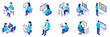 © Haimura - Isometric Style Collection People Working with Computer, Laptop Illustration Set