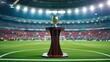 © Nikolai - Football trophy on stadium field during championship — AI generated