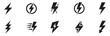© Jeremy_Show - Lightning bolt icon set. Thunderbolt symbol. Electric power energy logo. Flash light sign. Vector illustration. Vector Graphic. EPS 10