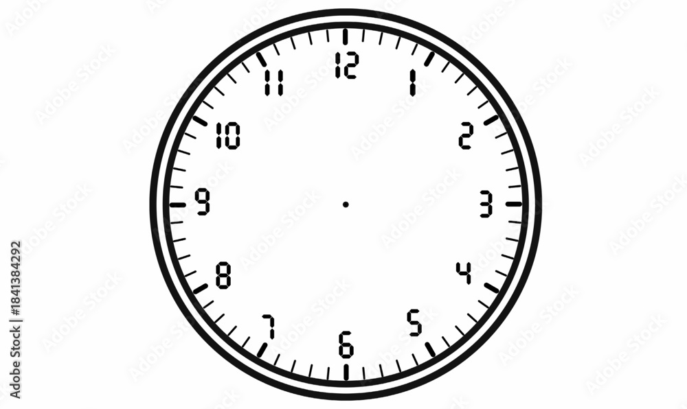 Analog clock face icon with number numerals 1–12, minute ticks.circle ...
