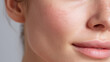 © Marut - Smooth cheek with visible pores, natural skin texture, and subtle redness, showing healthy complexion and soft lips in close up macro shot, evoking calm and fresh feeling