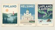 © ckybe - retro travel finland poster set with three coordinated designs