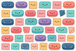 © Fora - Cute kawaii stickers of colorful smiling shapes with faces