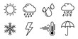© Md Arif Babu - Collection of weather forecast icons including sun, rain, snowflake, storm, wind, thermometer, and umbrella