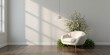 © Cyber Shutter - Living room scene featuring a comfortable sofa, standing lamp, and greenery against a light wall, interior arrangement