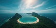 © Giovanni - Bird's-eye perspective of a coastal bay with turquoise water and sandy shoreline, suitable for tourism advertising, World Tourism Day