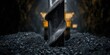 © Giovanni - Shearer drill component in a mining environment, highlighting operational safety measures in coal extraction