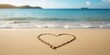 © Giovanni - Sand heart formed on a peaceful shoreline conveying affection and calmness, ideal for summer romance visuals, International Friendship Day