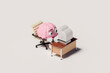 © Rendara Studio - 3D cartoon brain typing on vintage computer