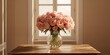 © vxnaghiyev - Peony flowers in a glass vase resting on a table, ideal for floral display layouts