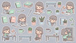 © Factflash - Charming kawaii illustrations of students studying and working at desks with books, laptops, and plants creating a cozy atmosphere for learning and creativity