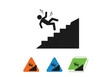 © reza - A set of warning signs with a person falling down stairs in various colors isolated on transparent background
