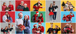 © New Africa - Christmas and winter holidays celebration. Photos of happy couples combined in collage